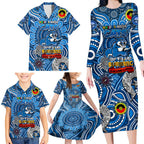 Custom Geelong Cats NAIDOC Week 2024 Family Matching Long Sleeve Bodycon Dress and Hawaiian Shirt Mascot Football