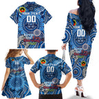 Custom Geelong Cats NAIDOC Week 2024 Family Matching Off The Shoulder Long Sleeve Dress and Hawaiian Shirt Mascot Football