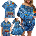 Custom Geelong Cats NAIDOC Week 2024 Family Matching Off Shoulder Short Dress and Hawaiian Shirt Mascot Football