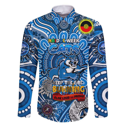 Custom Geelong Cats NAIDOC Week 2024 Family Matching Off Shoulder Short Dress and Hawaiian Shirt Mascot Football