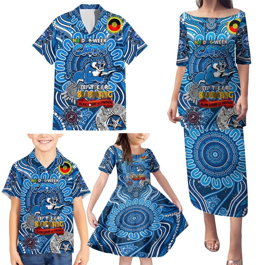 Custom Geelong Cats NAIDOC Week 2024 Family Matching Puletasi and Hawaiian Shirt Mascot Football