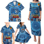 Custom Geelong Cats NAIDOC Week 2024 Family Matching Puletasi and Hawaiian Shirt Mascot Football