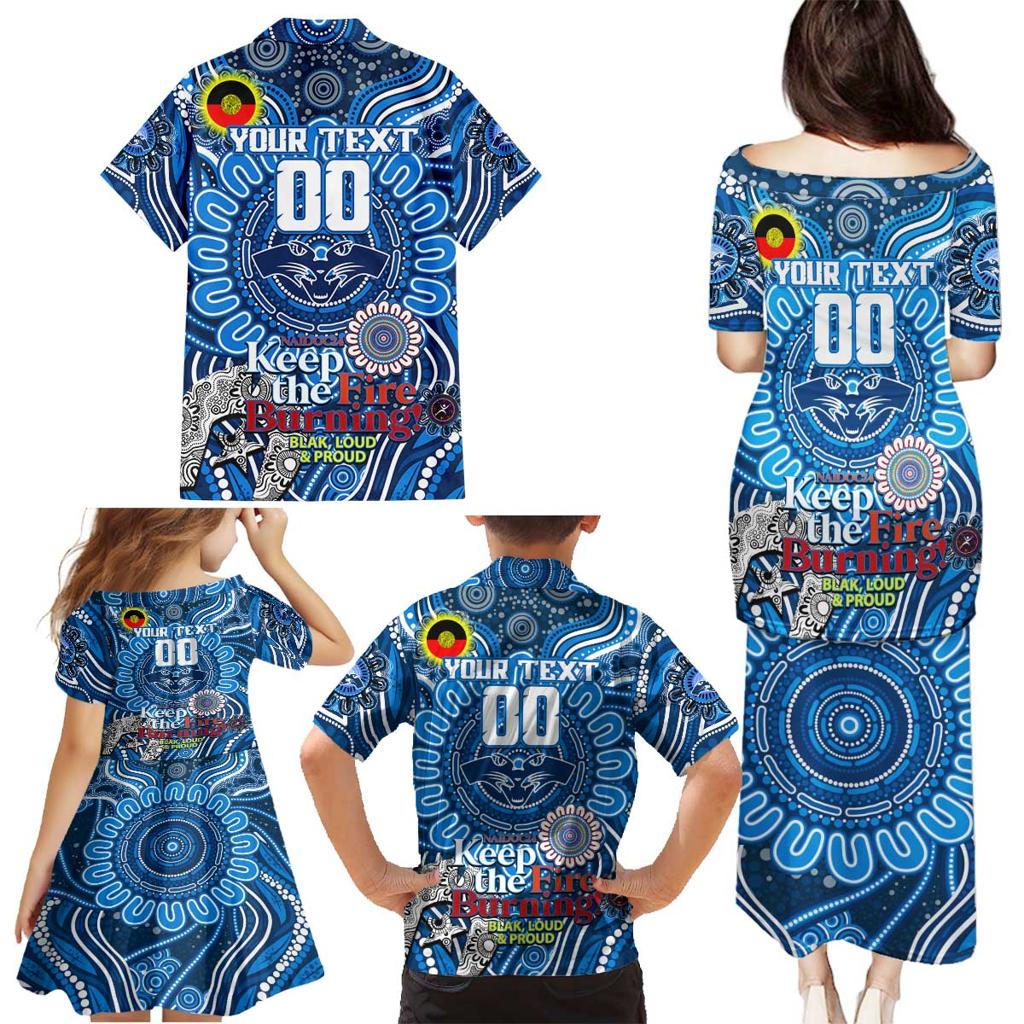 Custom Geelong Cats NAIDOC Week 2024 Family Matching Puletasi and Hawaiian Shirt Mascot Football