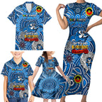 Custom Geelong Cats NAIDOC Week 2024 Family Matching Short Sleeve Bodycon Dress and Hawaiian Shirt Mascot Football