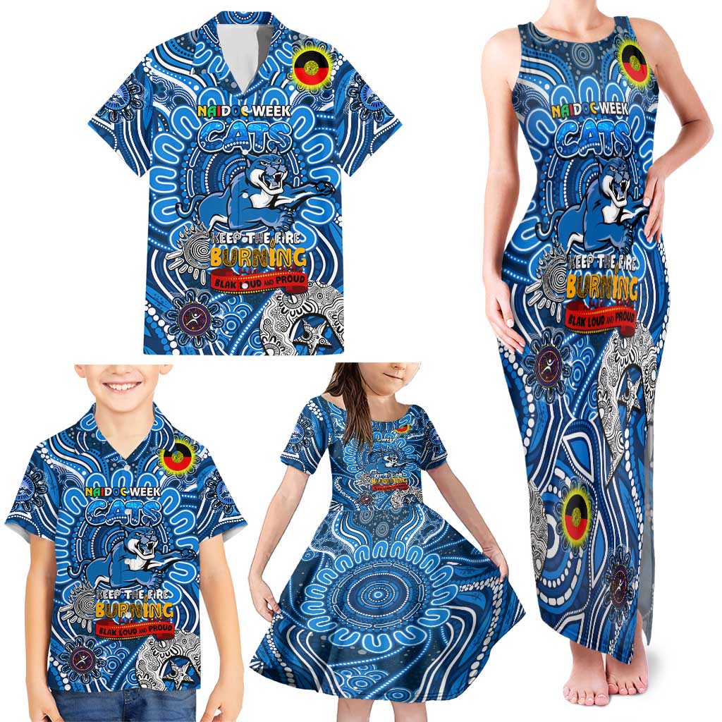 Custom Geelong Cats NAIDOC Week 2024 Family Matching Tank Maxi Dress and Hawaiian Shirt Mascot Football