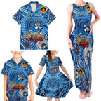 Custom Geelong Cats NAIDOC Week 2024 Family Matching Tank Maxi Dress and Hawaiian Shirt Mascot Football