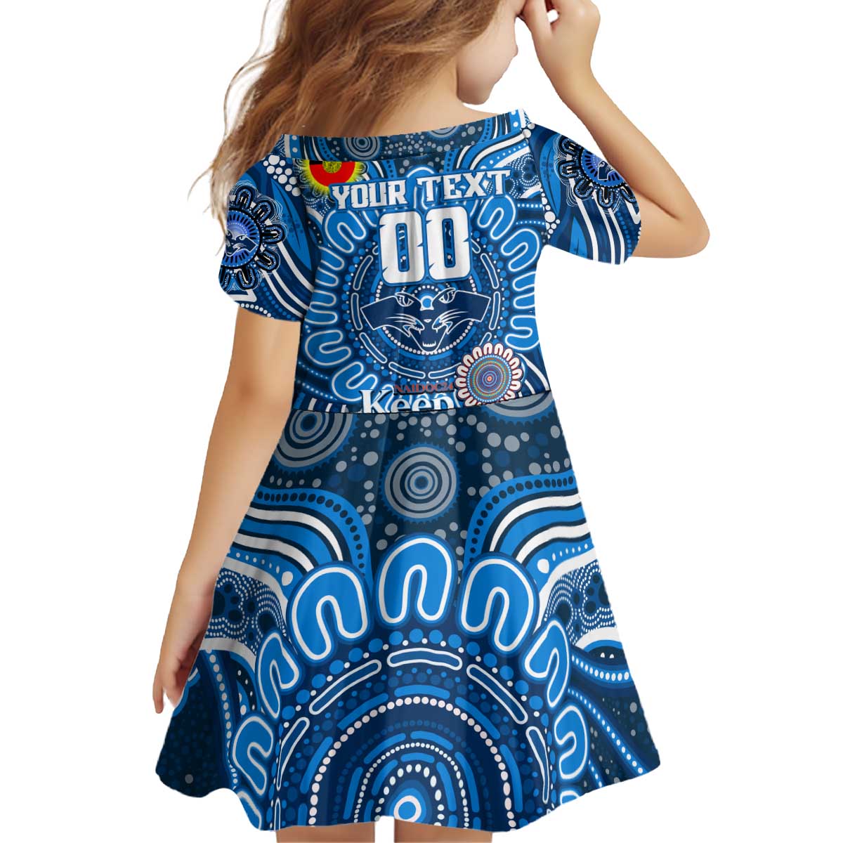 Custom Geelong Cats NAIDOC Week 2024 Kid Short Sleeve Dress Mascot Football