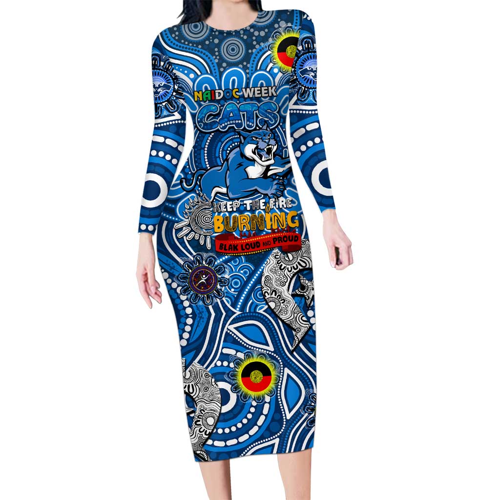 Custom Geelong Cats NAIDOC Week 2024 Long Sleeve Bodycon Dress Mascot Football