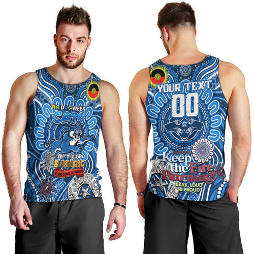 Custom Geelong Cats NAIDOC Week 2024 Men Tank Top Mascot Football