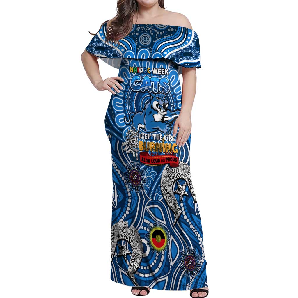 Custom Geelong Cats NAIDOC Week 2024 Off Shoulder Maxi Dress Mascot Football