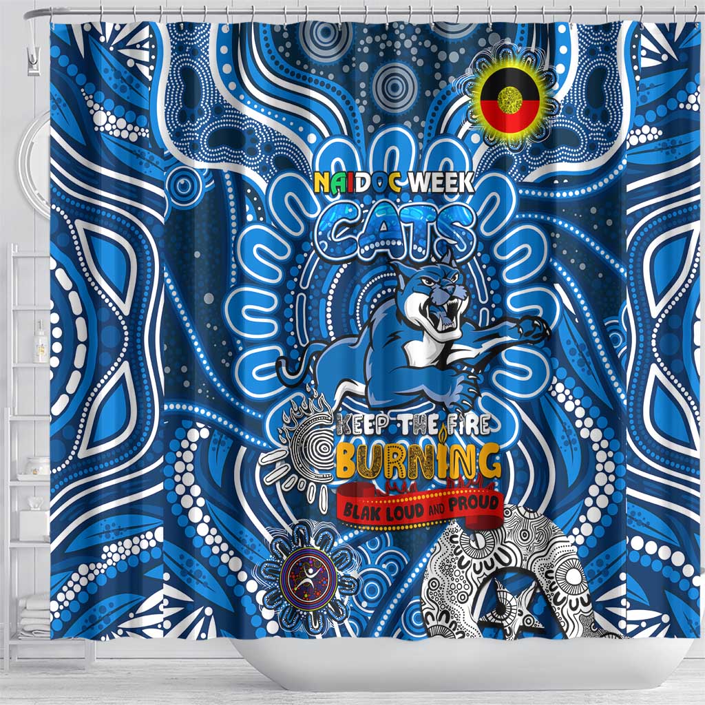 Geelong Cats NAIDOC Week 2024 Shower Curtain Mascot Football