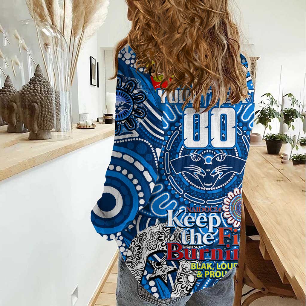 Custom Geelong Cats NAIDOC Week 2024 Women Casual Shirt Mascot Football
