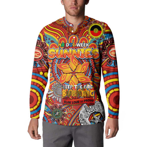 Custom Gold Coast Suns NAIDOC Week 2024 Button Sweatshirt Mascot Football