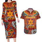 Custom Gold Coast Suns NAIDOC Week 2024 Couples Matching Long Sleeve Bodycon Dress and Hawaiian Shirt Mascot Football