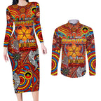Custom Gold Coast Suns NAIDOC Week 2024 Couples Matching Long Sleeve Bodycon Dress and Long Sleeve Button Shirt Mascot Football