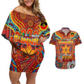 Custom Gold Coast Suns NAIDOC Week 2024 Couples Matching Off Shoulder Short Dress and Hawaiian Shirt Mascot Football