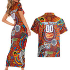 Custom Gold Coast Suns NAIDOC Week 2024 Couples Matching Short Sleeve Bodycon Dress and Hawaiian Shirt Mascot Football