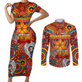 Custom Gold Coast Suns NAIDOC Week 2024 Couples Matching Short Sleeve Bodycon Dress and Long Sleeve Button Shirt Mascot Football