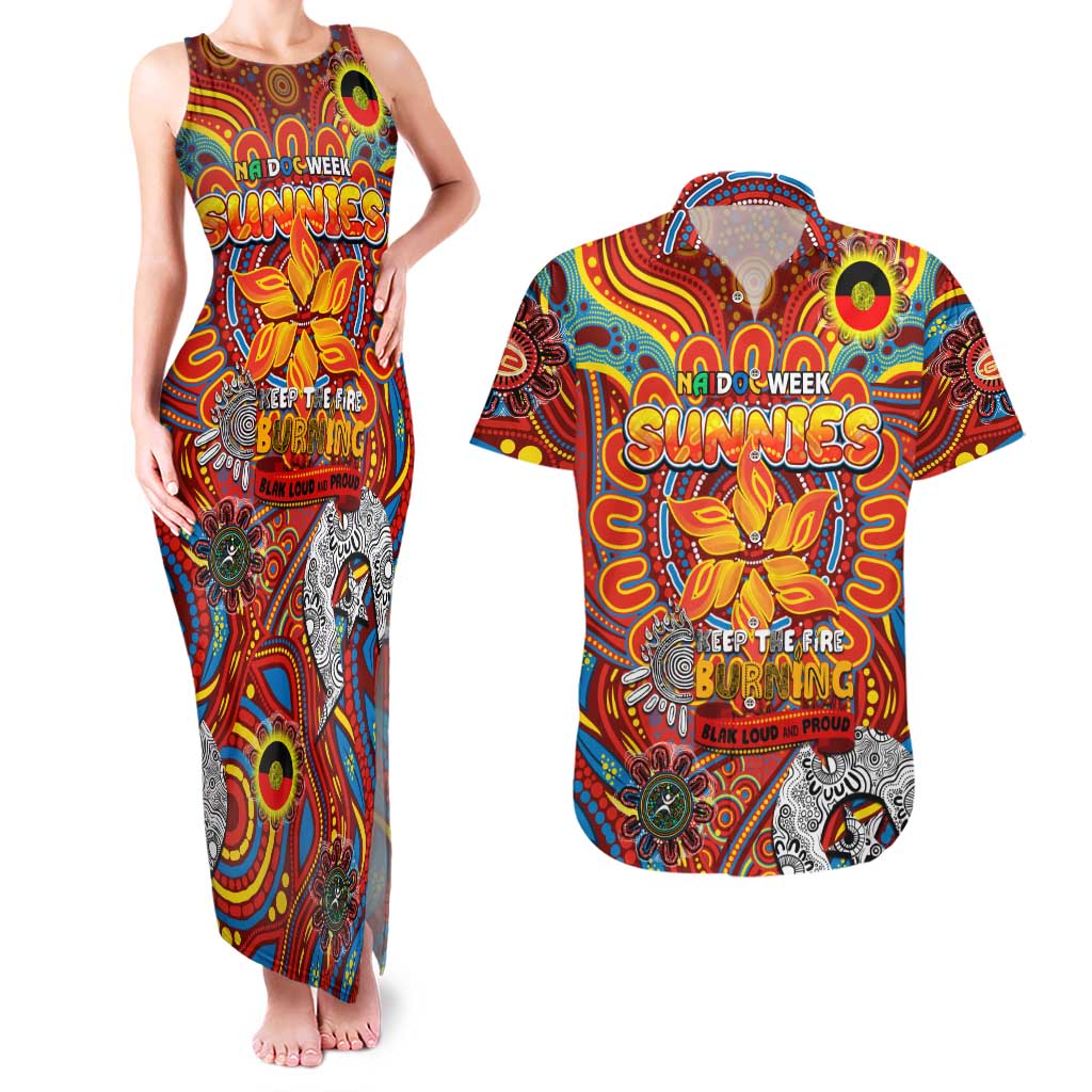 Custom Gold Coast Suns NAIDOC Week 2024 Couples Matching Tank Maxi Dress and Hawaiian Shirt Mascot Football