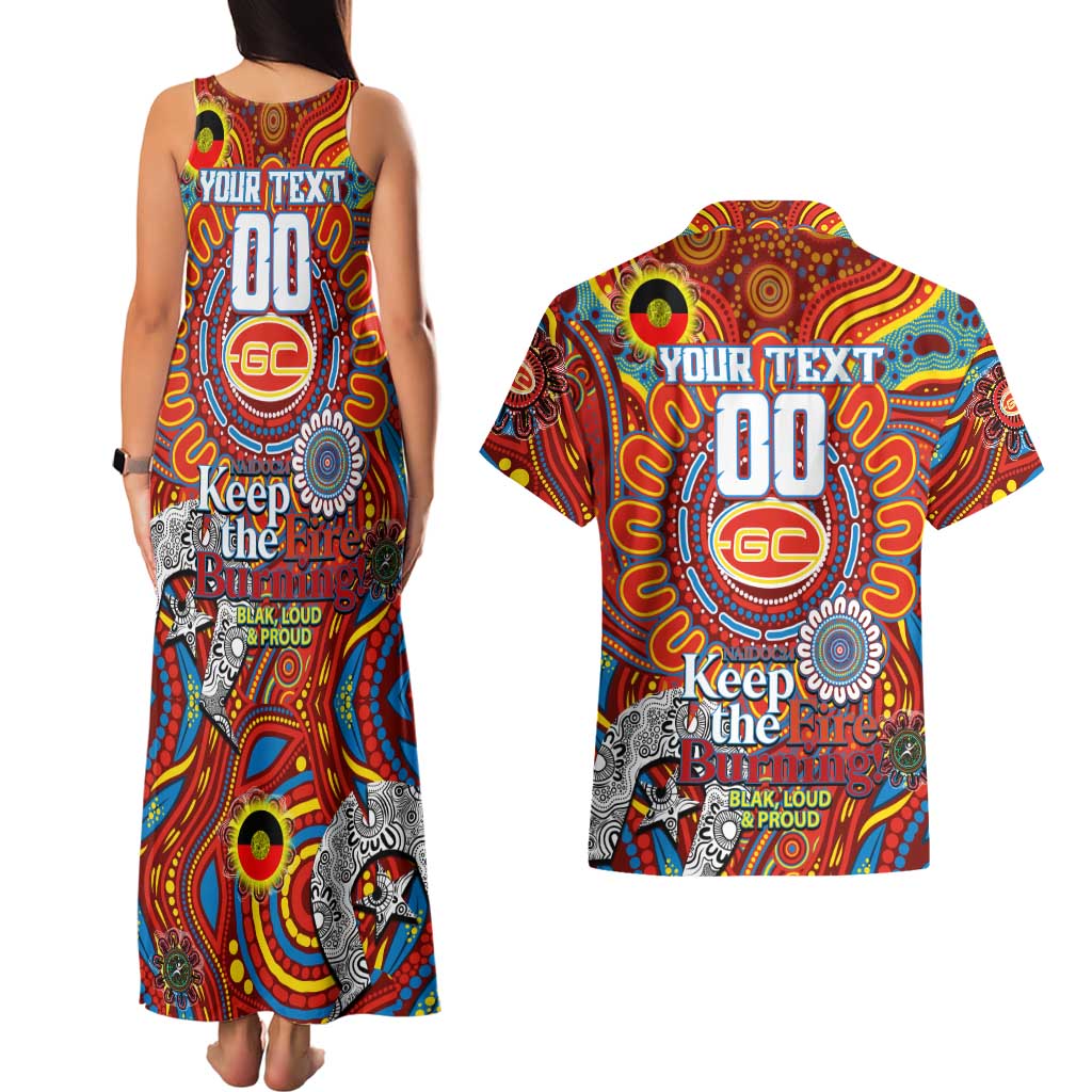 Custom Gold Coast Suns NAIDOC Week 2024 Couples Matching Tank Maxi Dress and Hawaiian Shirt Mascot Football