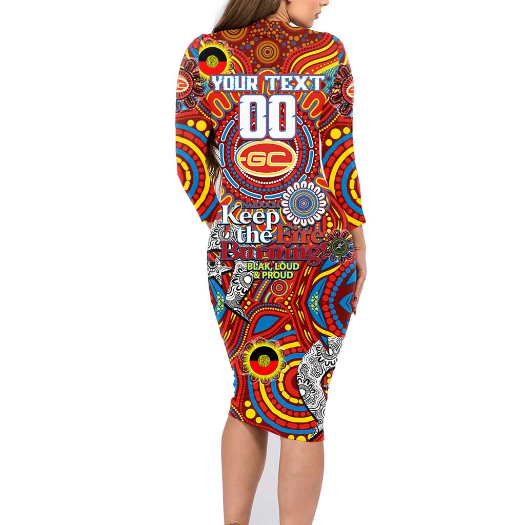 Custom Gold Coast Suns NAIDOC Week 2024 Family Matching Long Sleeve Bodycon Dress and Hawaiian Shirt Mascot Football