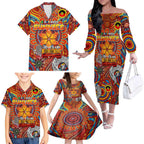 Custom Gold Coast Suns NAIDOC Week 2024 Family Matching Off The Shoulder Long Sleeve Dress and Hawaiian Shirt Mascot Football