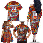Custom Gold Coast Suns NAIDOC Week 2024 Family Matching Off The Shoulder Long Sleeve Dress and Hawaiian Shirt Mascot Football