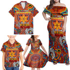 Custom Gold Coast Suns NAIDOC Week 2024 Family Matching Off Shoulder Maxi Dress and Hawaiian Shirt Mascot Football