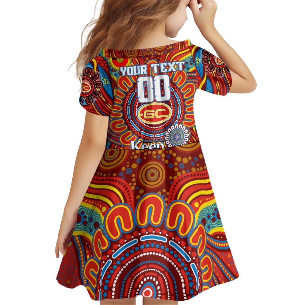 Custom Gold Coast Suns NAIDOC Week 2024 Family Matching Off Shoulder Short Dress and Hawaiian Shirt Mascot Football
