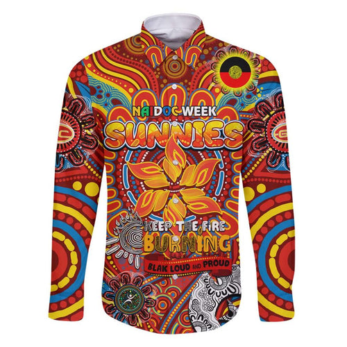 Custom Gold Coast Suns NAIDOC Week 2024 Family Matching Off Shoulder Short Dress and Hawaiian Shirt Mascot Football