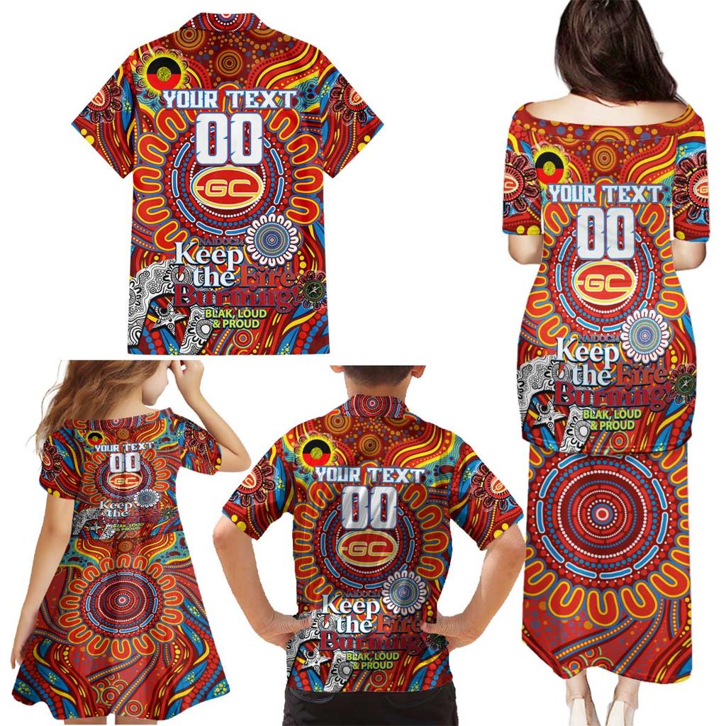 Custom Gold Coast Suns NAIDOC Week 2024 Family Matching Puletasi and Hawaiian Shirt Mascot Football