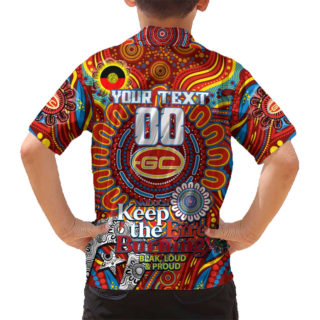 Custom Gold Coast Suns NAIDOC Week 2024 Family Matching Short Sleeve Bodycon Dress and Hawaiian Shirt Mascot Football
