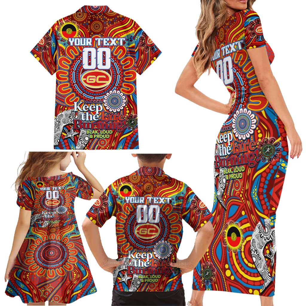 Custom Gold Coast Suns NAIDOC Week 2024 Family Matching Short Sleeve Bodycon Dress and Hawaiian Shirt Mascot Football
