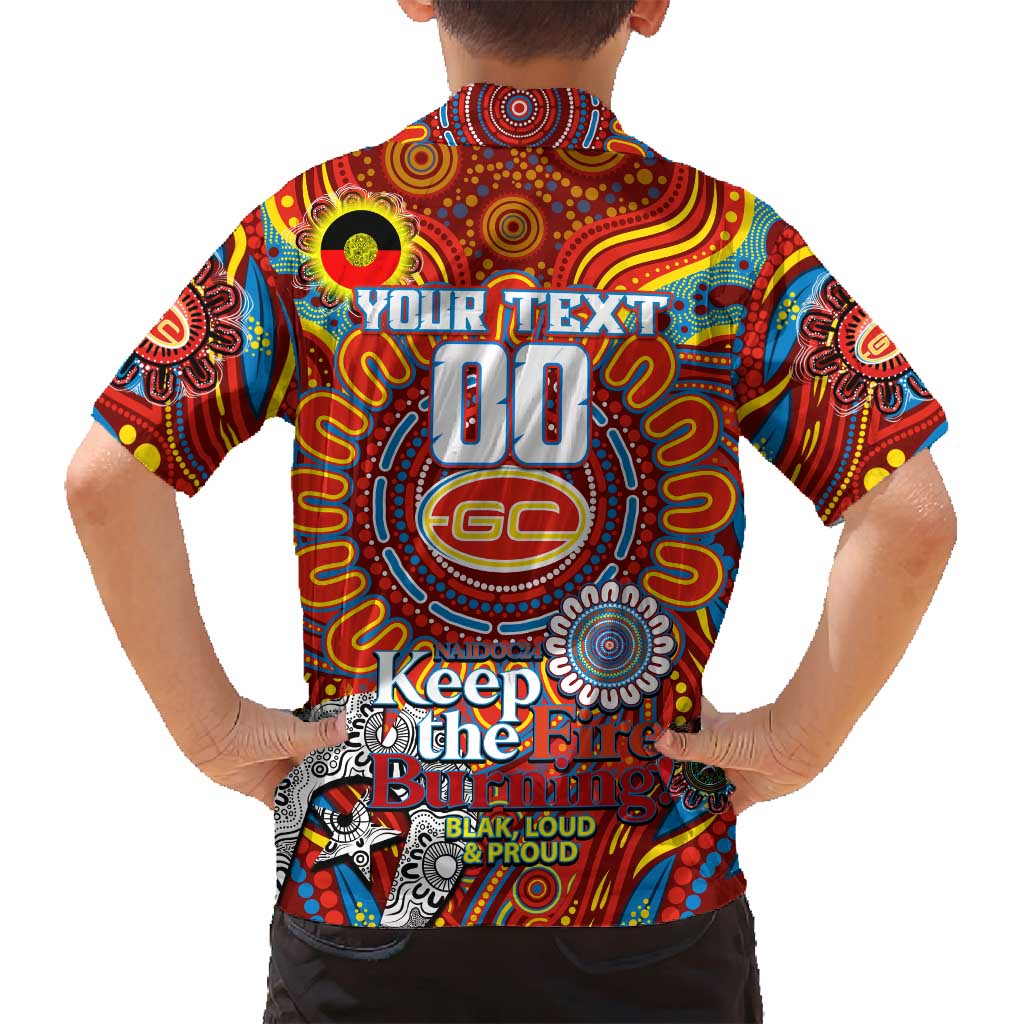 Custom Gold Coast Suns NAIDOC Week 2024 Family Matching Summer Maxi Dress and Hawaiian Shirt Mascot Football