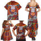 Custom Gold Coast Suns NAIDOC Week 2024 Family Matching Summer Maxi Dress and Hawaiian Shirt Mascot Football