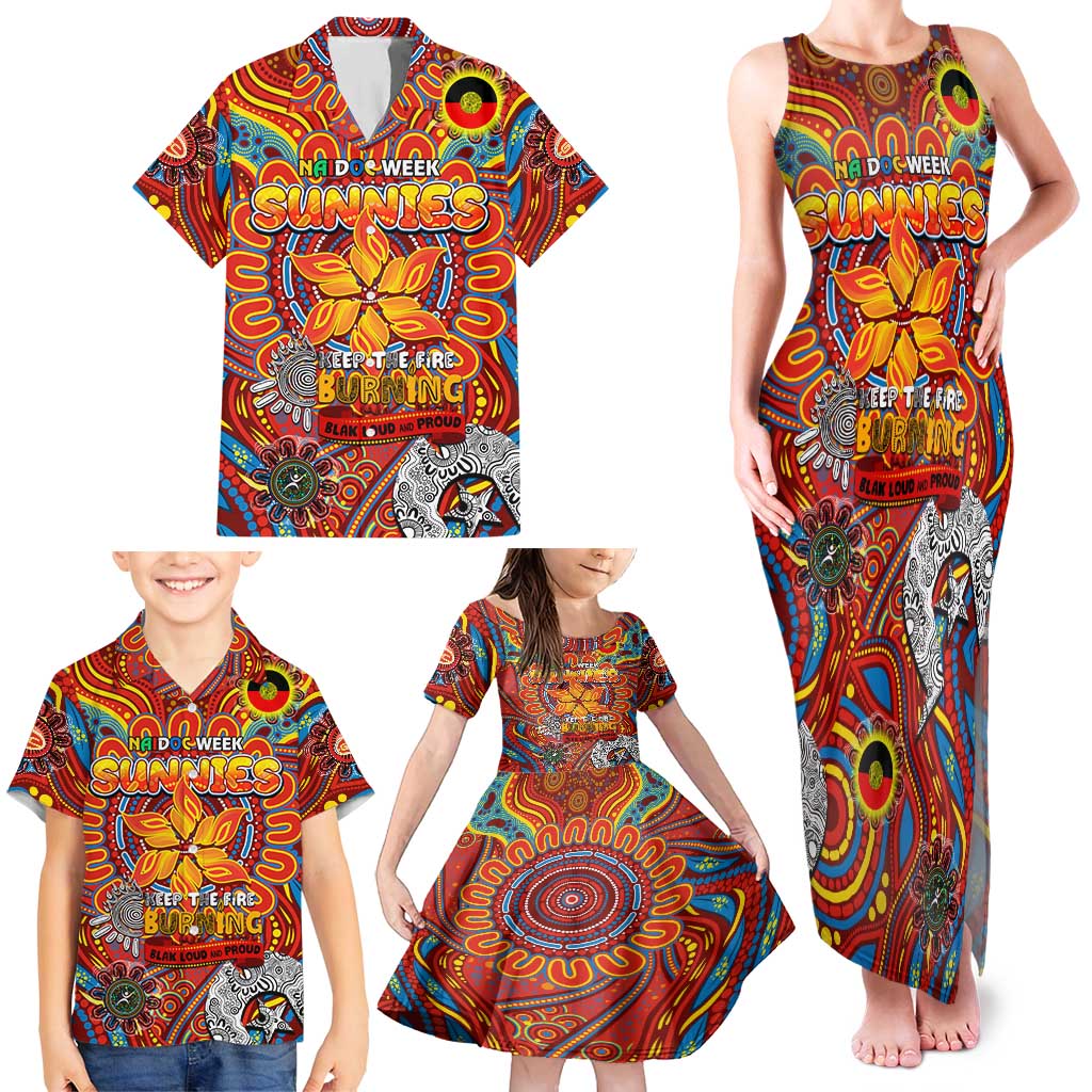 Custom Gold Coast Suns NAIDOC Week 2024 Family Matching Tank Maxi Dress and Hawaiian Shirt Mascot Football
