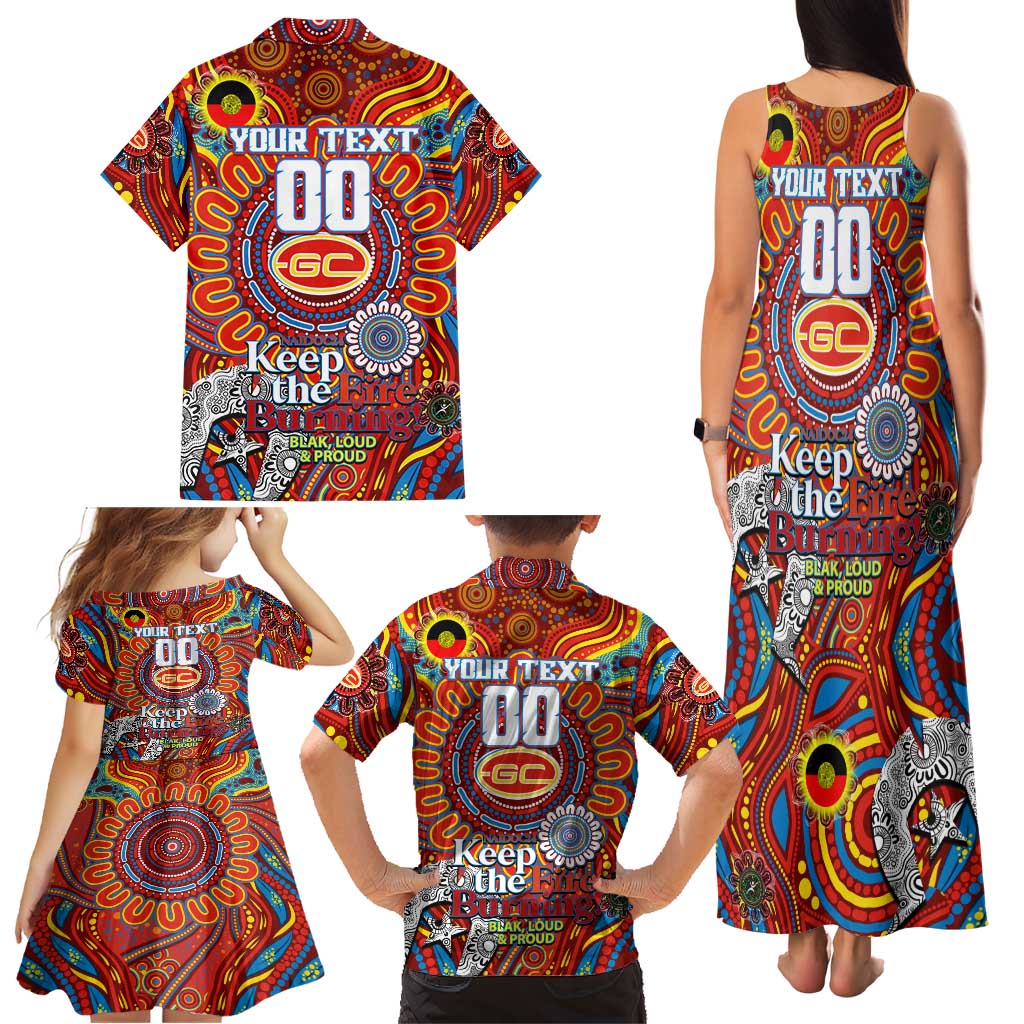 Custom Gold Coast Suns NAIDOC Week 2024 Family Matching Tank Maxi Dress and Hawaiian Shirt Mascot Football