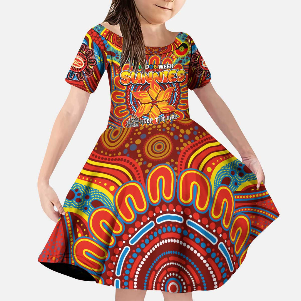 Custom Gold Coast Suns NAIDOC Week 2024 Kid Short Sleeve Dress Mascot Football