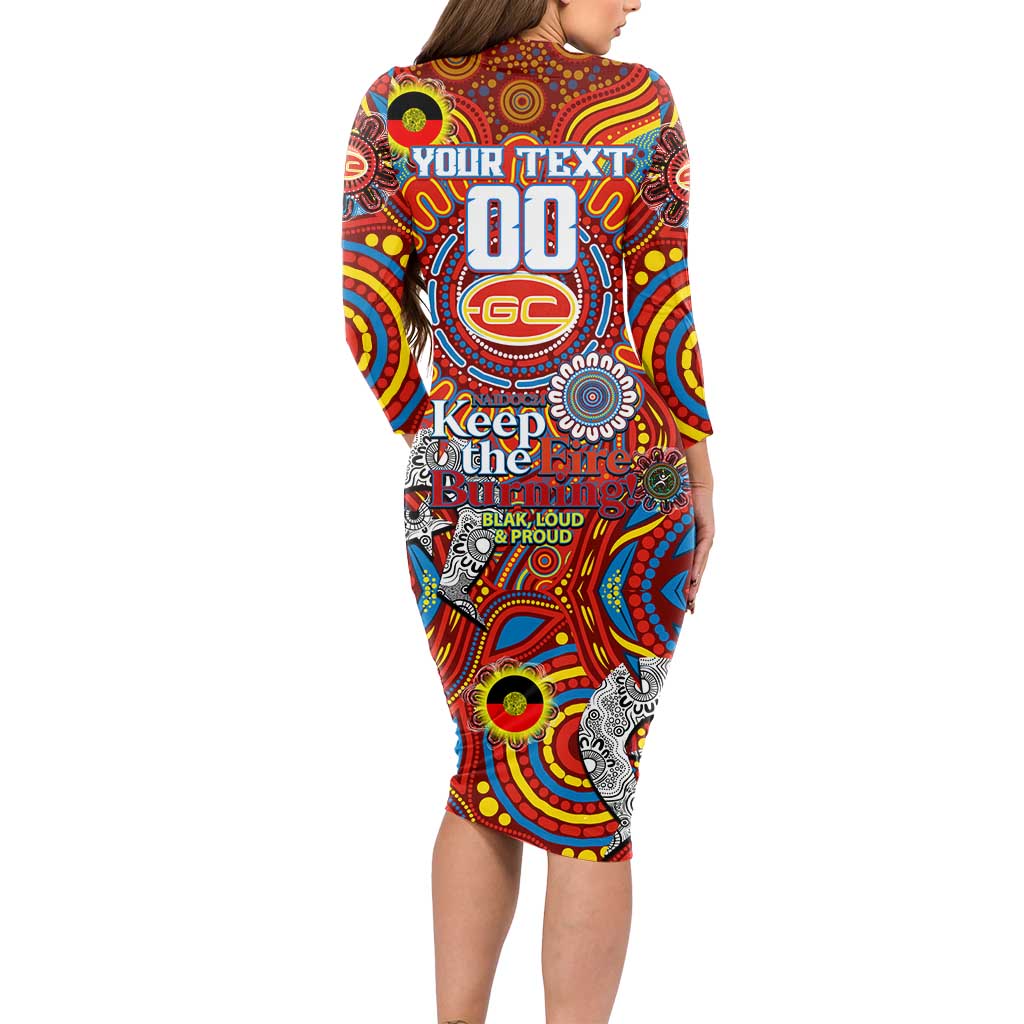 Custom Gold Coast Suns NAIDOC Week 2024 Long Sleeve Bodycon Dress Mascot Football