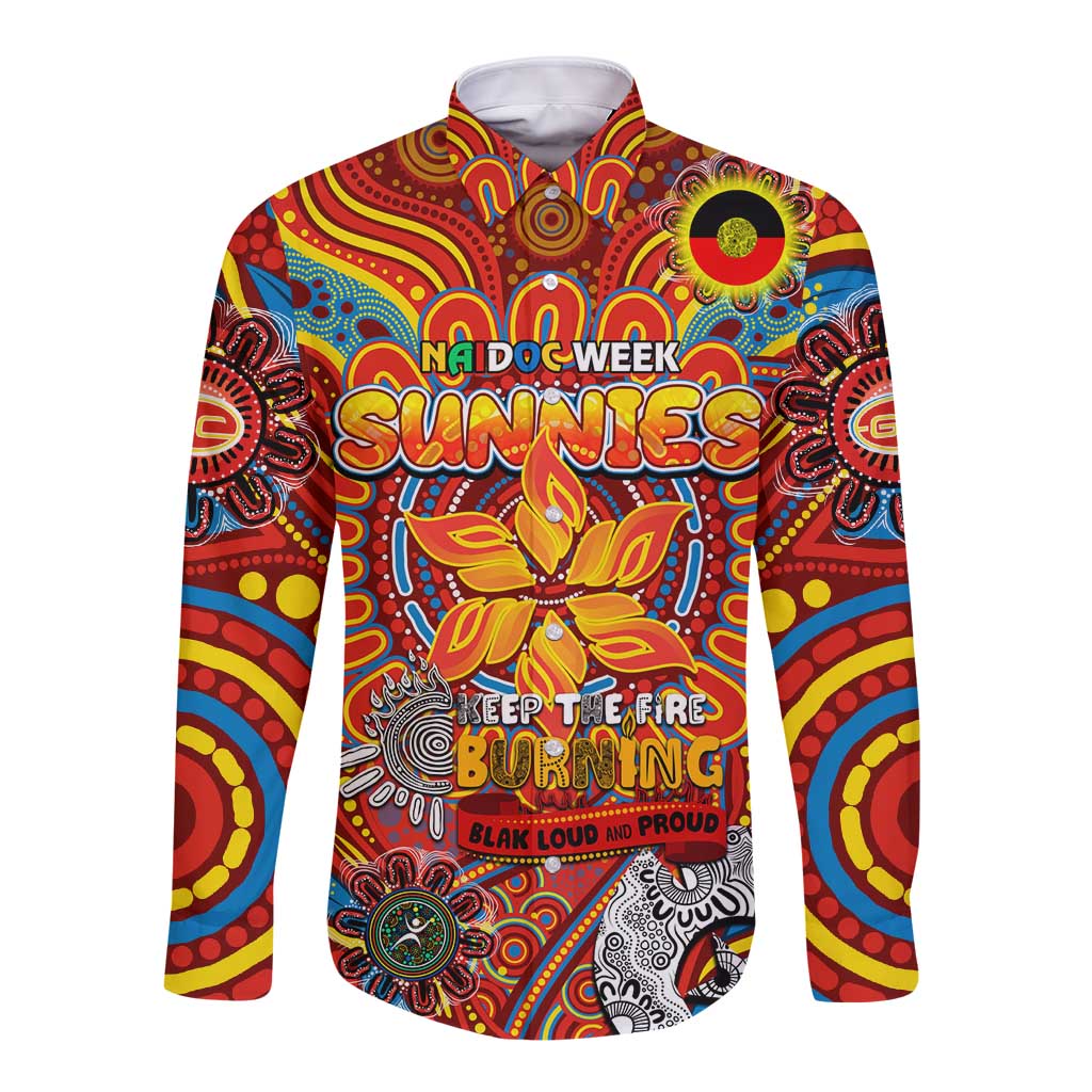 Custom Gold Coast Suns NAIDOC Week 2024 Long Sleeve Button Shirt Mascot Football