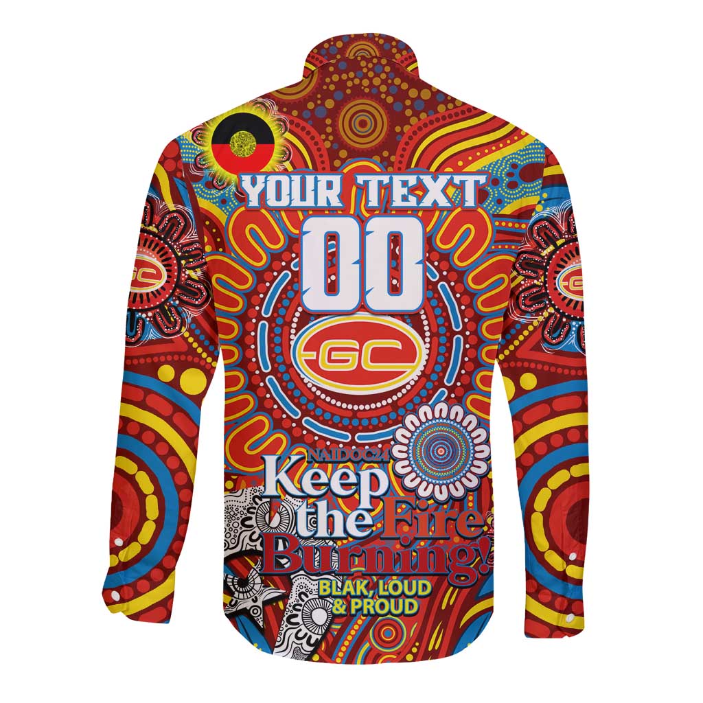 Custom Gold Coast Suns NAIDOC Week 2024 Long Sleeve Button Shirt Mascot Football