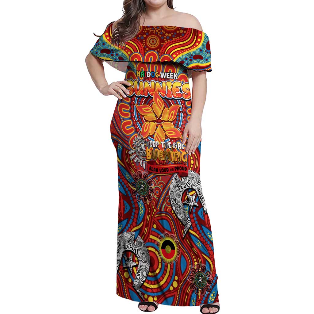 Custom Gold Coast Suns NAIDOC Week 2024 Off Shoulder Maxi Dress Mascot Football