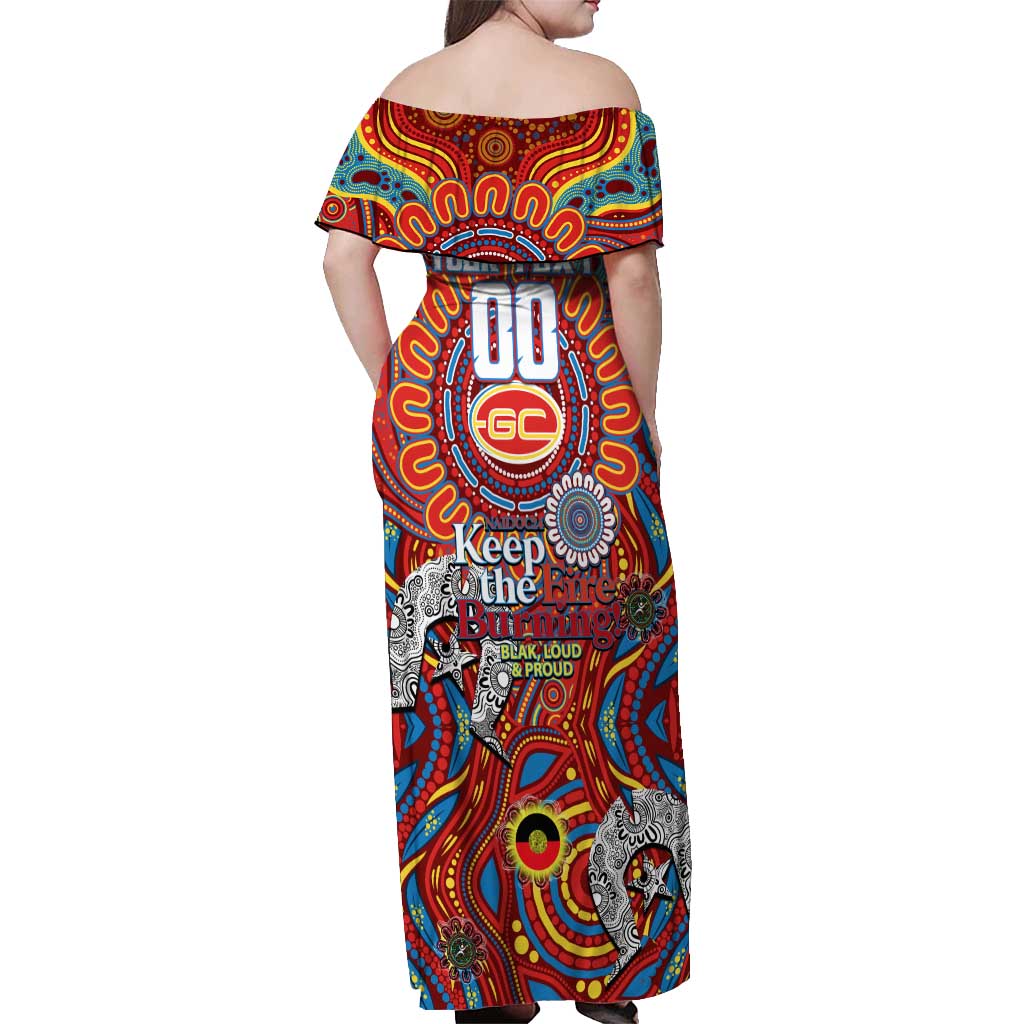 Custom Gold Coast Suns NAIDOC Week 2024 Off Shoulder Maxi Dress Mascot Football