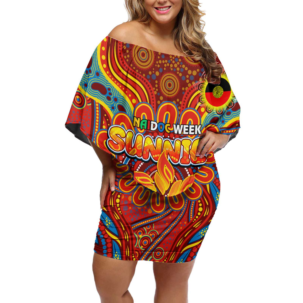 Custom Gold Coast Suns NAIDOC Week 2024 Off Shoulder Short Dress Mascot Football