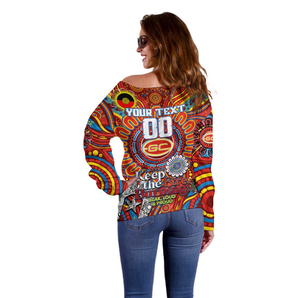 Custom Gold Coast Suns NAIDOC Week 2024 Off Shoulder Sweater Mascot Football