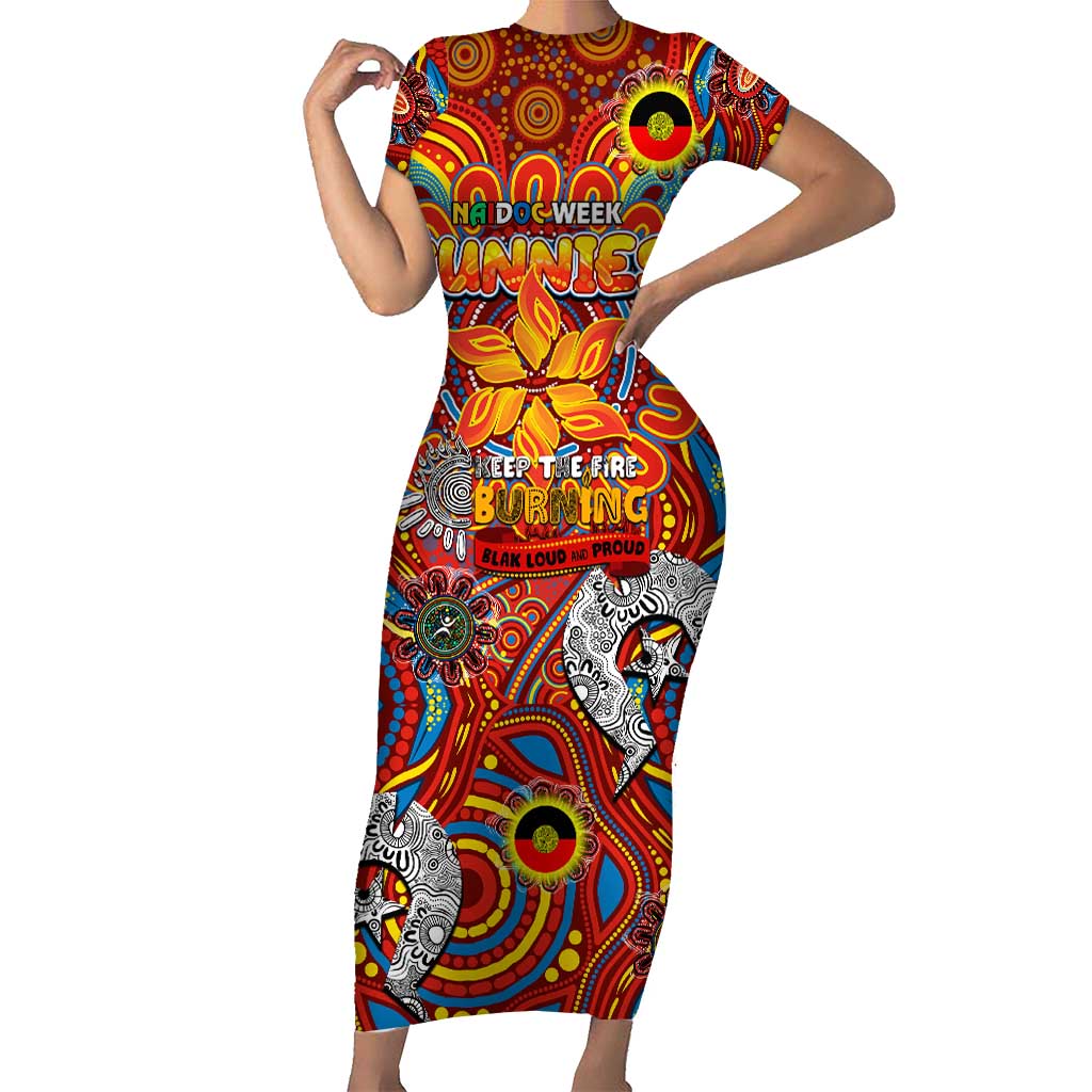 Custom Gold Coast Suns NAIDOC Week 2024 Short Sleeve Bodycon Dress Mascot Football