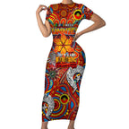 Custom Gold Coast Suns NAIDOC Week 2024 Short Sleeve Bodycon Dress Mascot Football