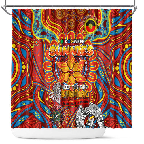 Gold Coast Suns NAIDOC Week 2024 Shower Curtain Mascot Football