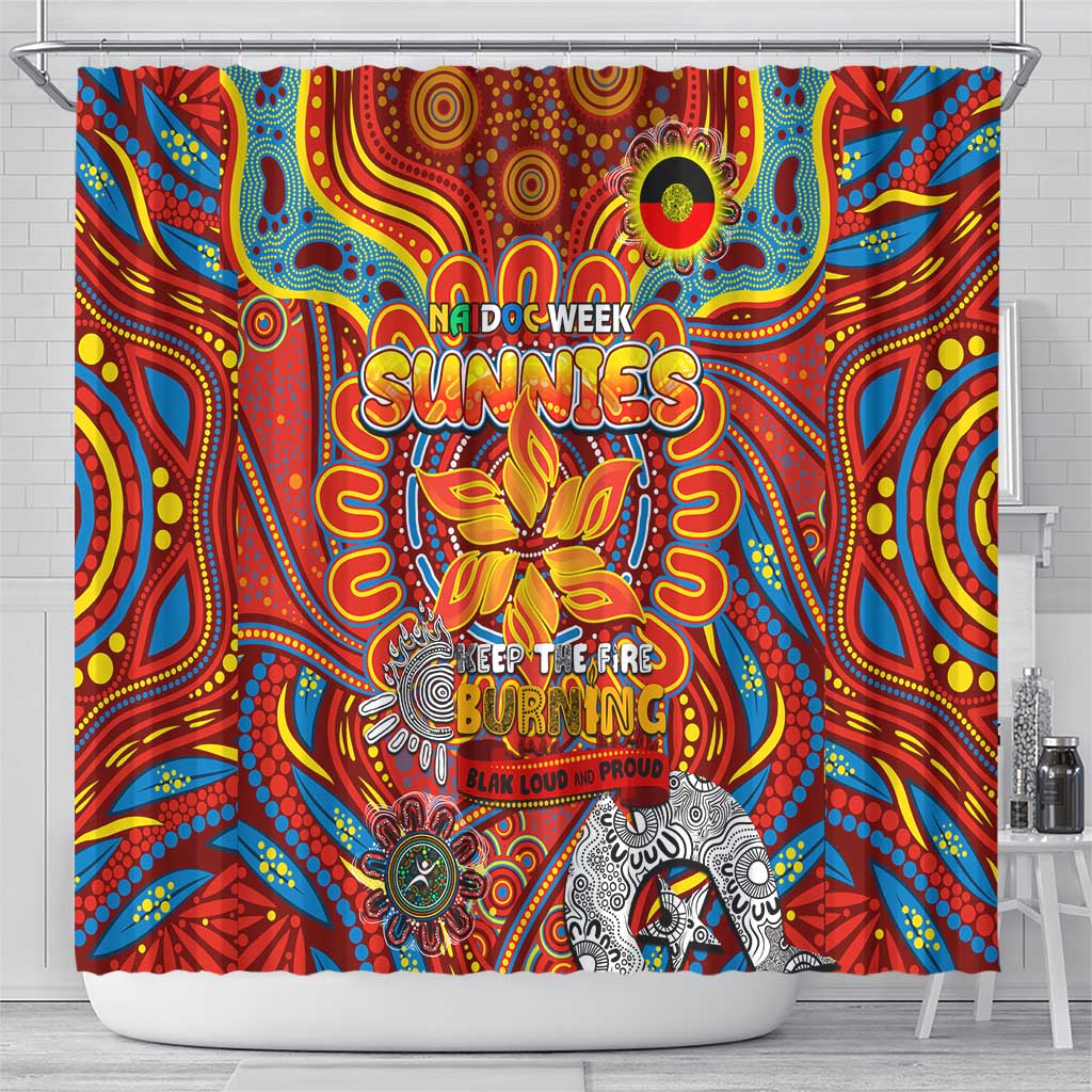 Gold Coast Suns NAIDOC Week 2024 Shower Curtain Mascot Football