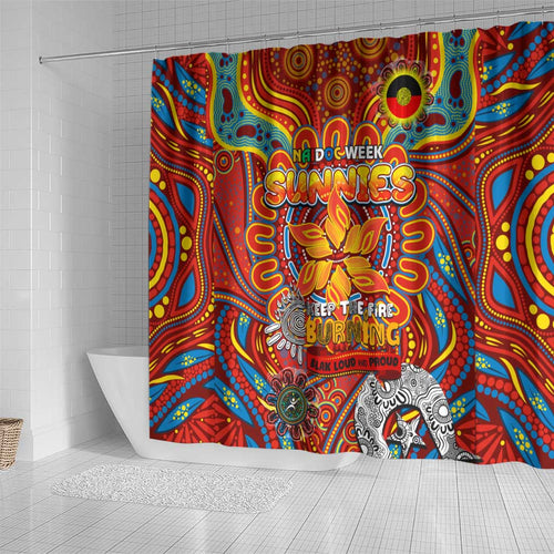Gold Coast Suns NAIDOC Week 2024 Shower Curtain Mascot Football